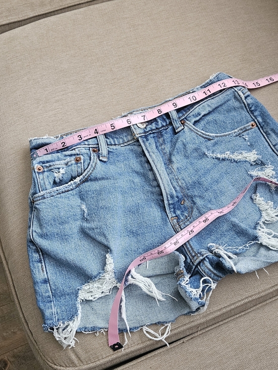 Abercrombie & Fitch MOM shorts Mid Rise Women's Light Blue Distressed Denim - Picture 11 of 13